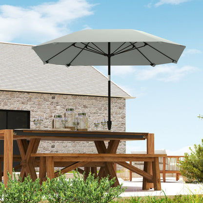 Outsunny 2,3 m parasol zonder voet, verstelbare terrasparasol met slinger, polyester, aluminium, glasvezel, donkergrijs