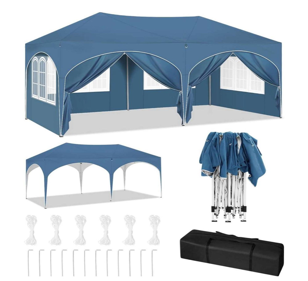 Easy up partytent 6x3m blauw