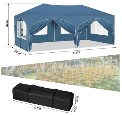 Easy up partytent 6x3m blauw