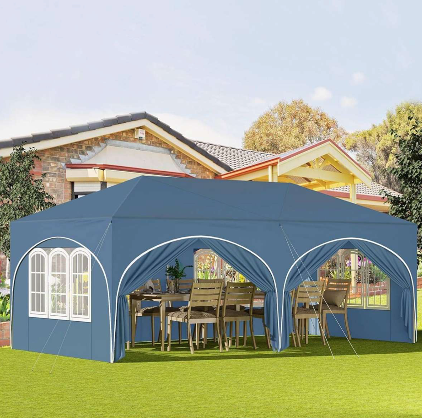 Easy up partytent 6x3m blauw