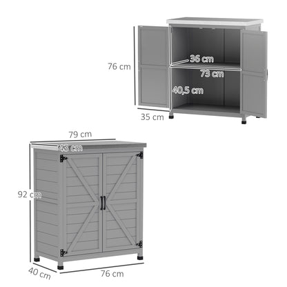 Outsunny tuinkast, buitenkast met werkblad, gereedschapskast, massief hout, staal, 79B x 43D x 92H cm, grijs