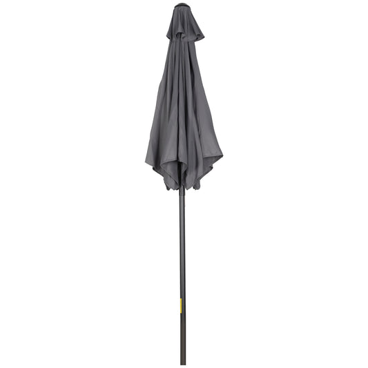 Outsunny Parasol Ø196 cm, zeshoekige balkonparasol voor strand, balkon, tuin, donkergrijs