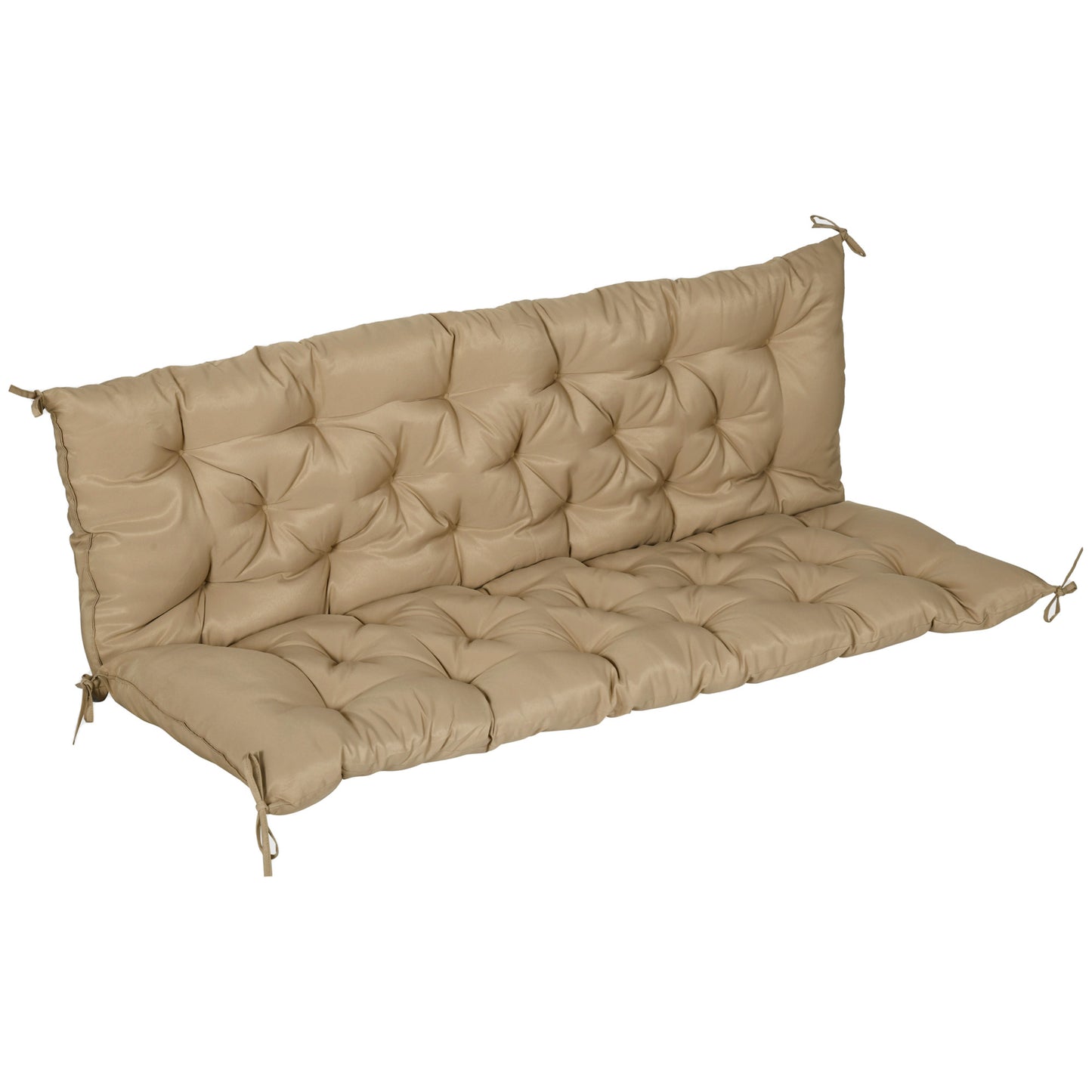 Outsunny 3-zits bankkussen, 150x98x8 cm, bankkussen met banden, bankkussen voor tuinmeubelen, Hollywood schommel, khaki