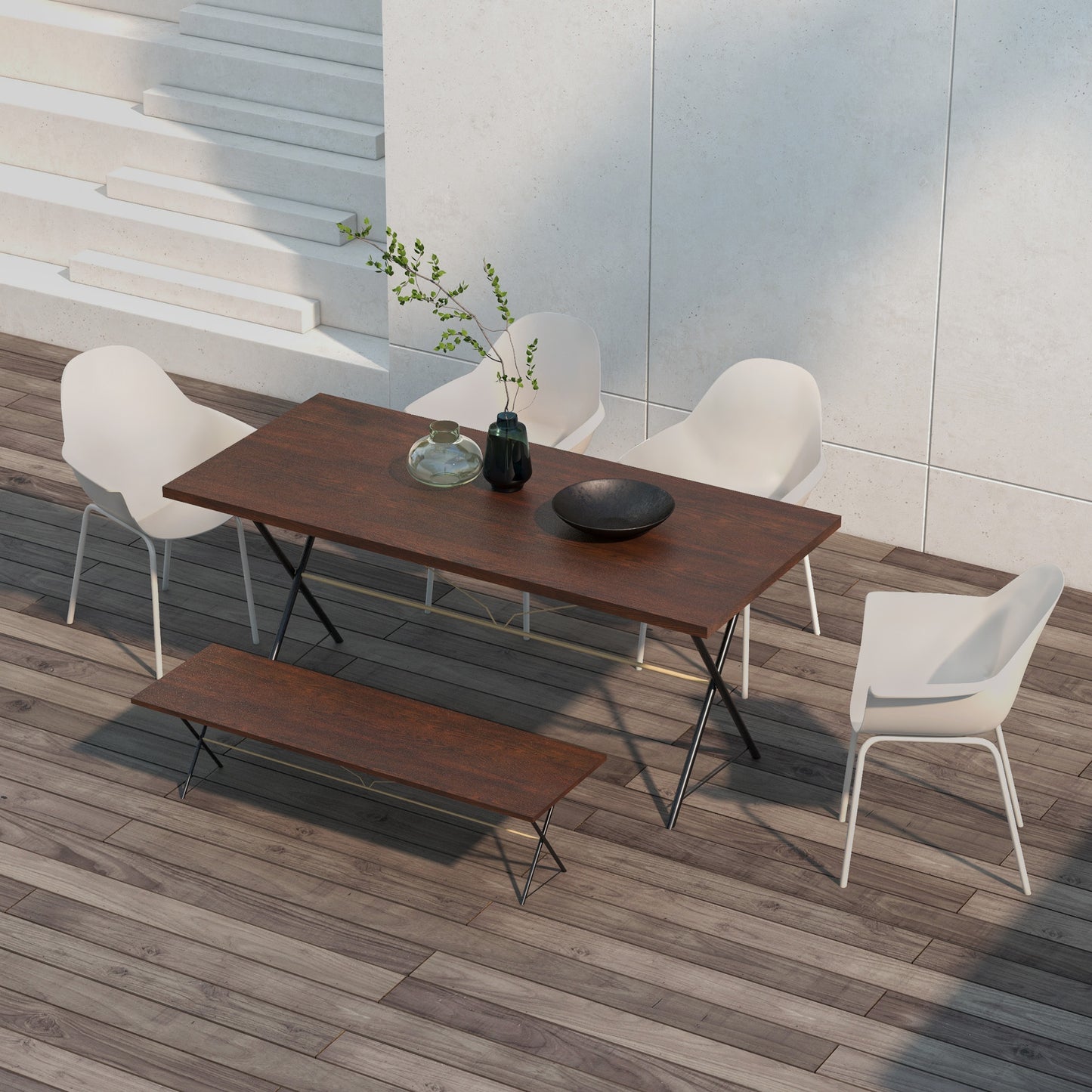 Outsunny Set van 4 Tuinstoelen Buitenstoelen Tuinstoel Modern Design 59 cm x 55 cm x 84 cm Grijs