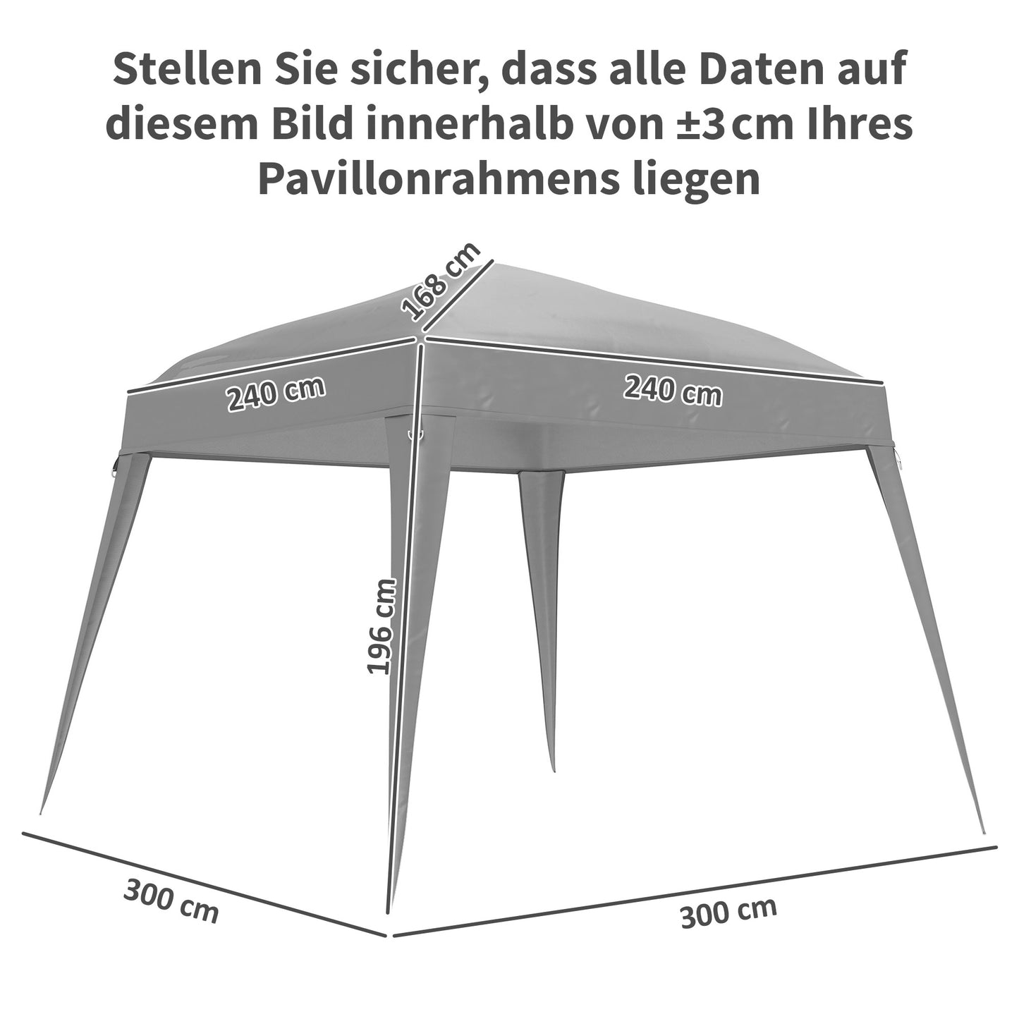 Vervangende luifel voor Outsunny Gazebo, vervangend zeildoek voor 3 x 3 m tuingazebo, vervangende luifel voor tuintent, UPF50+, Oxford-stof, lichtgrijs