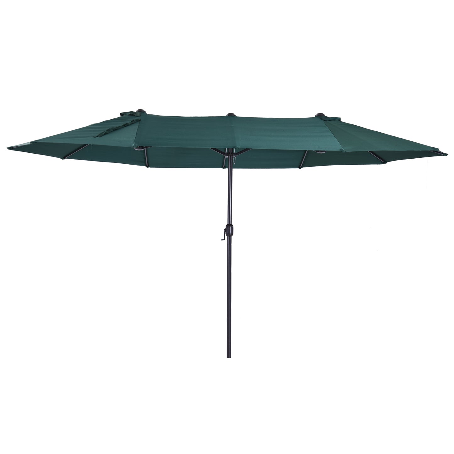 Outsunny Parasol Tuinparasol Marktparasol Dubbele parasol Patioparasol met handzwengel Donkergroen Ovaal 460 x 270 x 240 cm