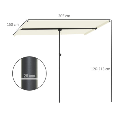 Outsunny Parasol, 180 graden draaibaar, in hoogte verstelbaar, tuinparasol met aluminium paal, 150x205cm, beige