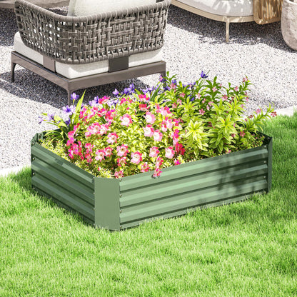 Outsunny verhoogd tuinbed van gegalvaniseerd staal, tuinbed, plantenbak voor in de tuin, bloembak, 120 x 90 x 30 cm, donkergroen