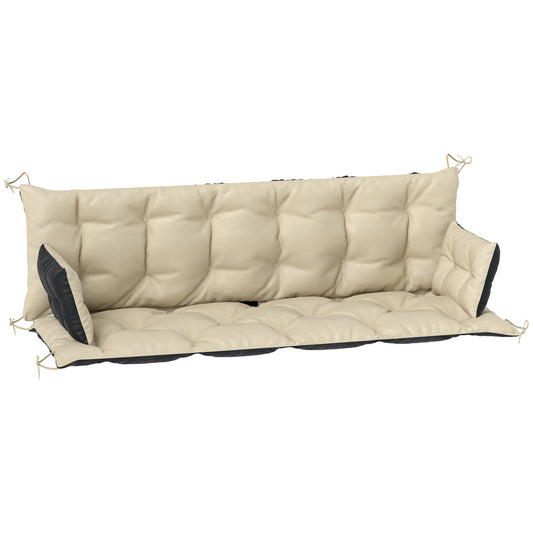 Outsunny Outdoor Kussenset voor Bank of Hollywood Schommel, Tweekleurig, Polyester, Schuim, 180 x 110 x 8 cm, Beige+Zwart