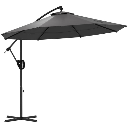 Outsunny zweefparasol, inclusief kruisvoet, 293 x 293 x 260 cm, grijs