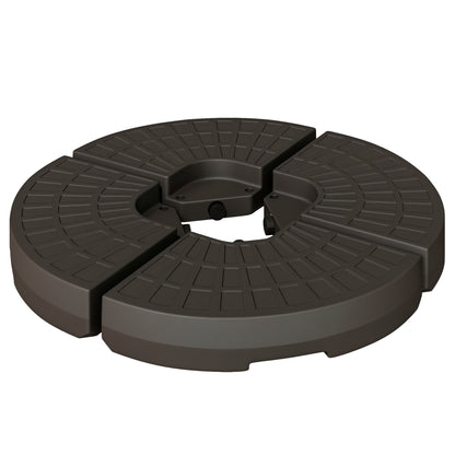 Outsunny 4-delige parasolvoet, parasolgewicht, parasolstandaard, voetkruis vulbaar met zand/water tot 25/17 kg, gewichten parasolvoet HDPE koffie