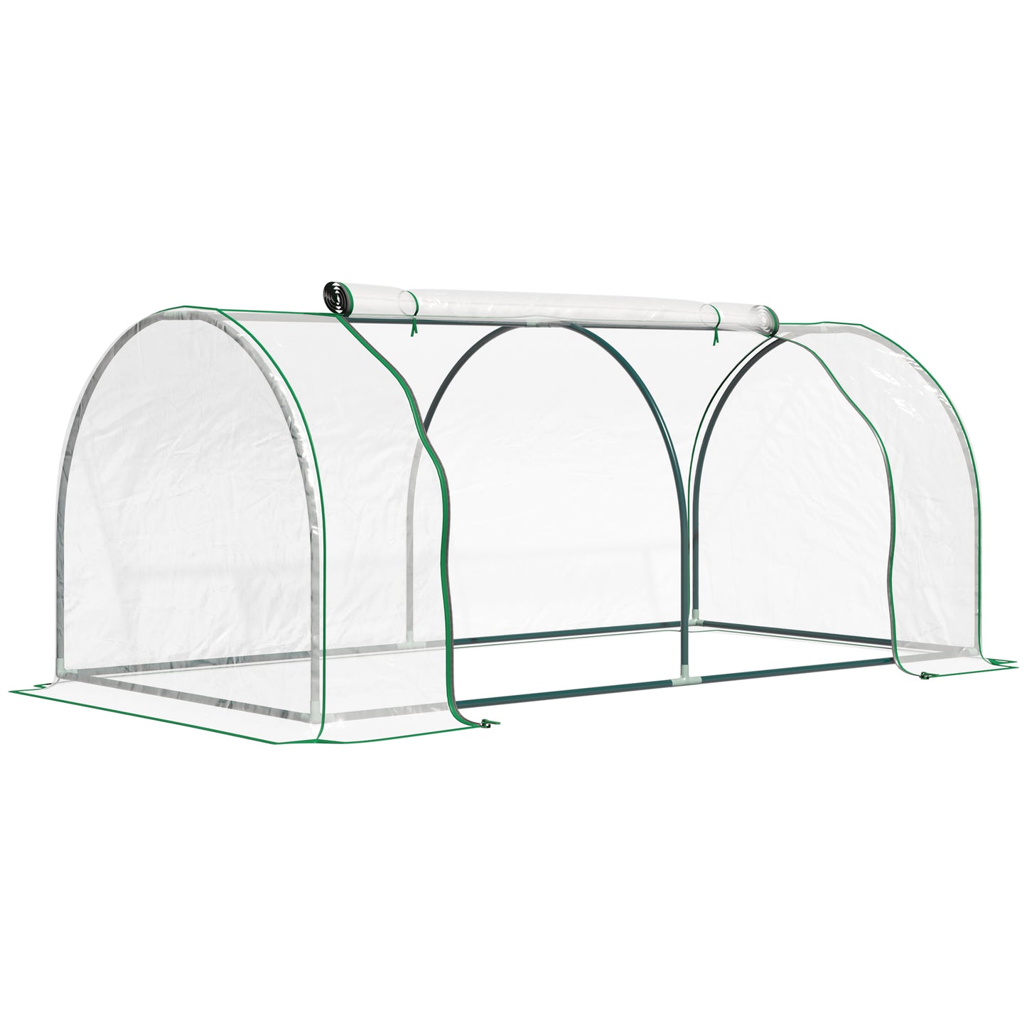 Outsunny Kas, Kas met Deur, Kweekkas, Plantenkas, Staal, Kunststof, 200 x 100 x 80 cm, Groen