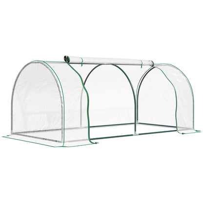 Outsunny Kas, Kas met Deur, Kweekkas, Plantenkas, Staal, Kunststof, 200 x 100 x 80 cm, Groen
