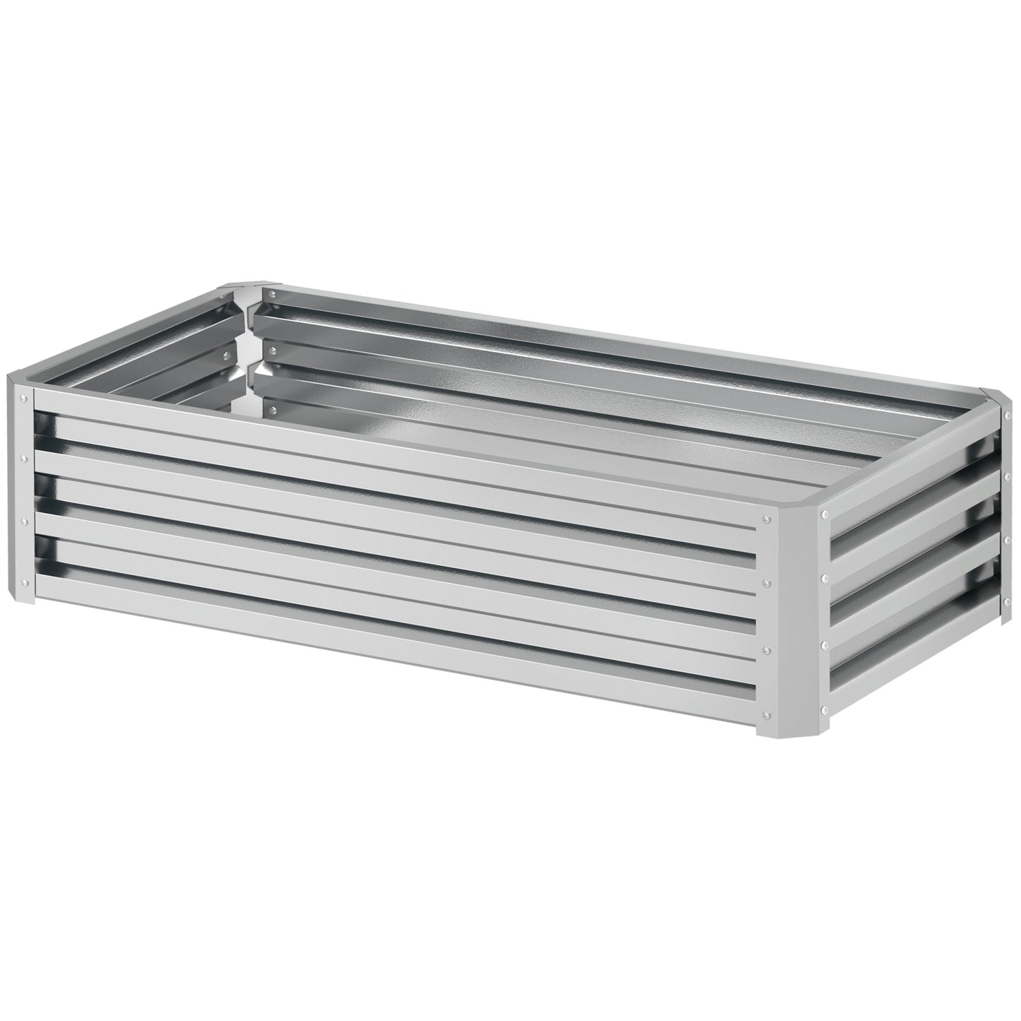 Outsunny Raised Bed Planter, weerbestendig, open bodem, gegalvaniseerd staal, 120 cm x 60 cm x 30,5 cm, zilver