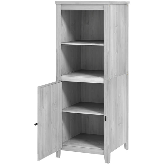 Outsunny tuinhuis met schuurdeur, verstelbare planken, slank design, dennenhout, lichtgrijs