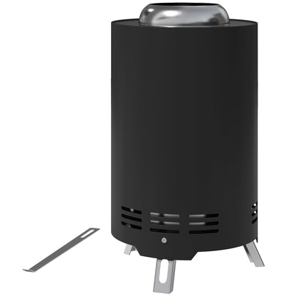 Outsunny RVS Vuurschaal Ø16x25cm Vuurkorf met Pook Rookloze Vuurschalen Zwart