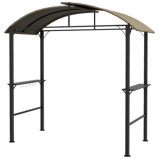 Outsunny Grill Pavilion, 2 zijplanken, haken, stalen frame, 1,1 x 2,3 m, Khaki