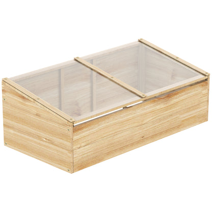 Outsunny Houten Kas Kweekbak, Plantenbak, Tuin- & Plantenbaksysteem voor Tuin en Balkon, 100 x 50 x 35 cm, Naturel, Vurenhout, PC-plaat