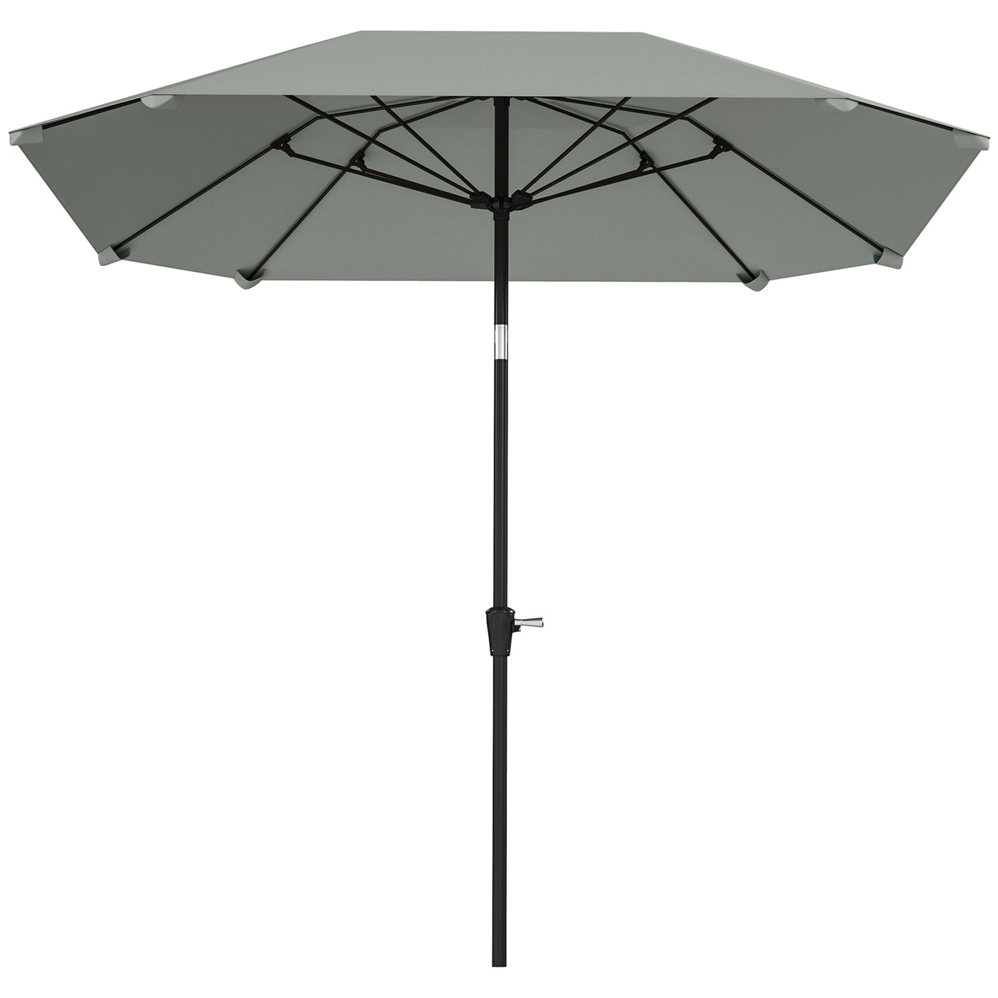 Outsunny 2,3 m parasol zonder voet, verstelbare terrasparasol met slinger, polyester, aluminium, glasvezel, donkergrijs