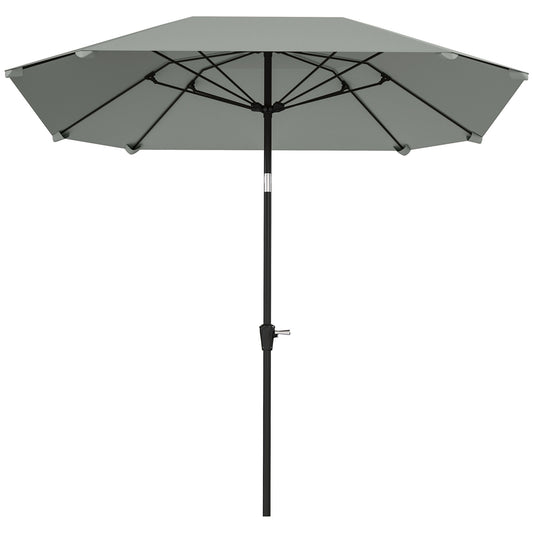 Outsunny 2,3 m parasol zonder voet, verstelbare terrasparasol met slinger, polyester, aluminium, glasvezel, donkergrijs