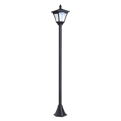 Outsunny LED Solar Tuinlantaarn, Staande Lamp van Roestvrij Staal, 120 cm Hoog, Windlicht, Buitenlamp, IP44, Solarlamp met Lichtsensor, 30 Lumen, Grondpen, Tuinlamp voor Tuin en Balkon, Zwart