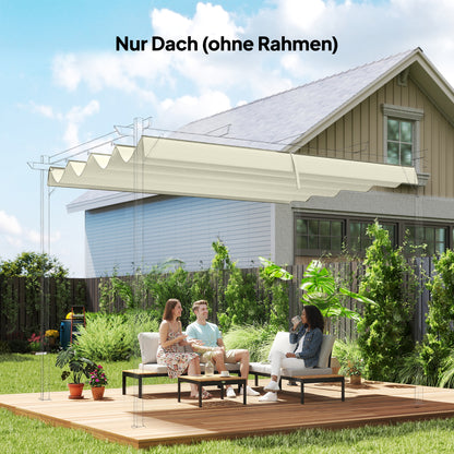 Outsunny vervangingsdak voor tuinpaviljoen 2,85 x 2 m, uitschuifbaar, eenvoudige montage, polyester, crèmewit