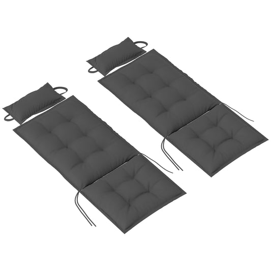 Outsunny 2-delige set ligstoelkussens, waterafstotend, voor tuinligstoelen, 50x116x5 cm, donkergrijs