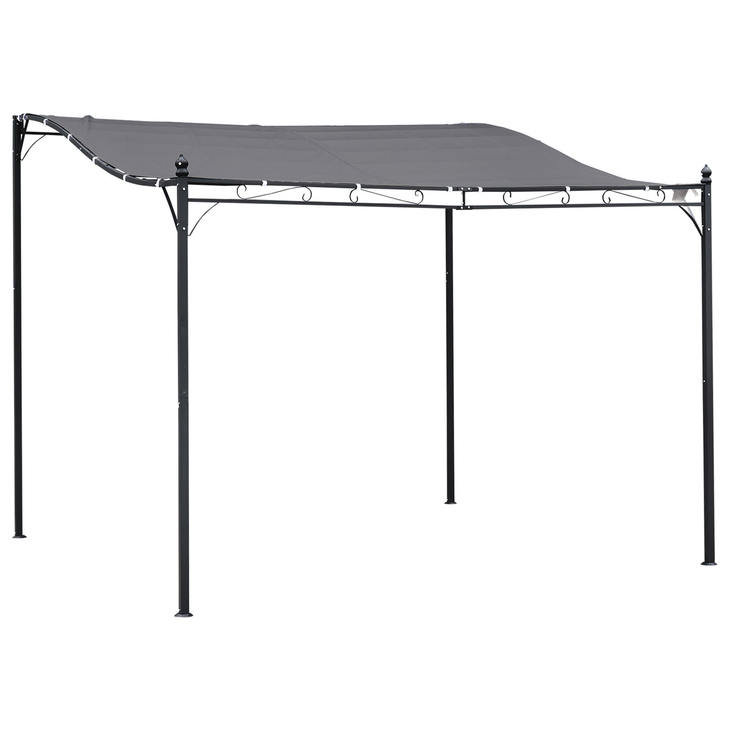 Outsunny Pergola Tuinpaviljoen Gazebo Luifel Tent Metaal Grijs 297x297cm