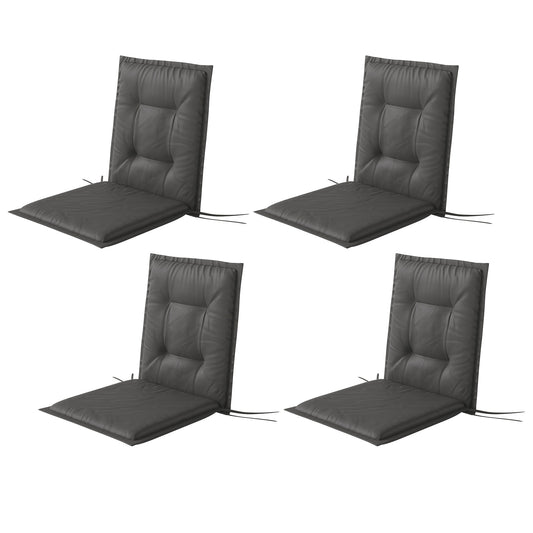 Outsunny 4-delige set zitkussens, 108 x 50 x 5 cm, stoelkussens met strikbandjes, zitkussens voor binnen/buiten, donkergrijs