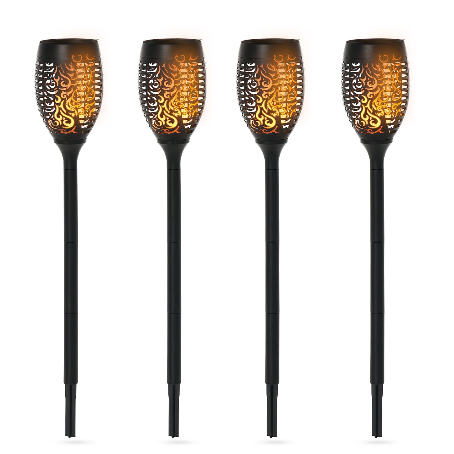 Outsunny Garden Lights, 4-pack Solar LED warmwitte tuinspots met grondpen en stekker, IP44 waterdichte tuinverlichting, Solar tuinlampen voor buitengebruik in tuin, gazon en tuin