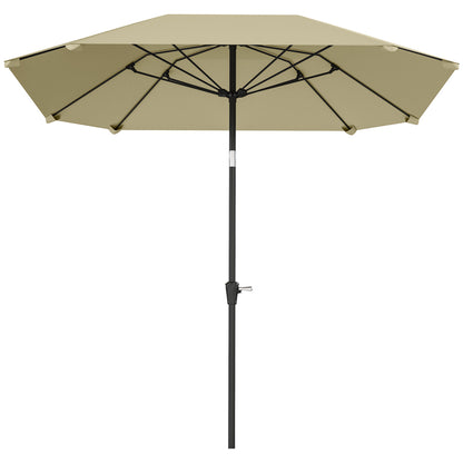 Outsunny 2,3 m parasol zonder voet, verstelbare terrasparasol met slinger, polyester, aluminium, glasvezel, beige