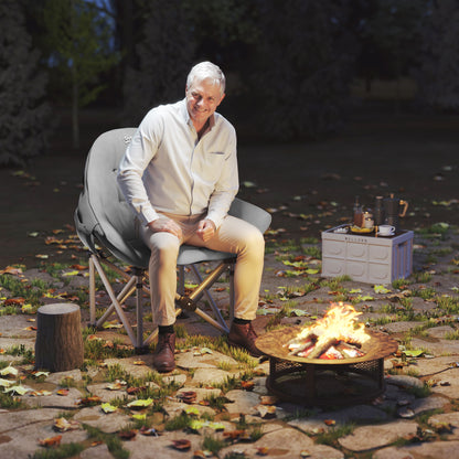 Outsunny opvouwbare stoel, opvouwbare kampeerstoel met zijvak, gevoerde draagtas, draagvermogen tot 120 kg, donkergrijs