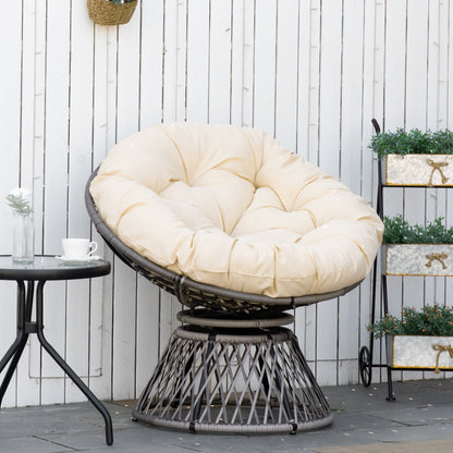 Papasan Schommelstoel Buiten – Rotan Ei-Stoel met Draaibaar Frame & Zacht Kussen | Wit