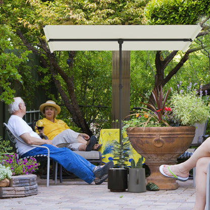Outsunny Parasol, 180 graden draaibaar, in hoogte verstelbaar, tuinparasol met aluminium paal, 150x205cm, beige