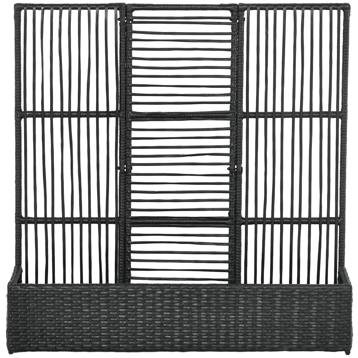 Outsunny bloembak met trellis, weerbestendig, polyrotan, 103 x 103 x 29 cm, zwart