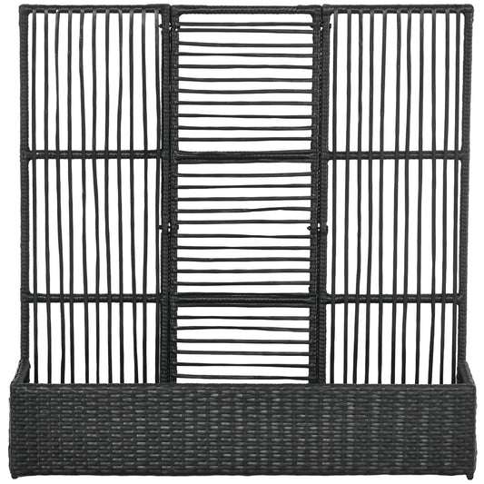 Outsunny bloembak met trellis, weerbestendig, polyrotan, 103 x 103 x 29 cm, zwart