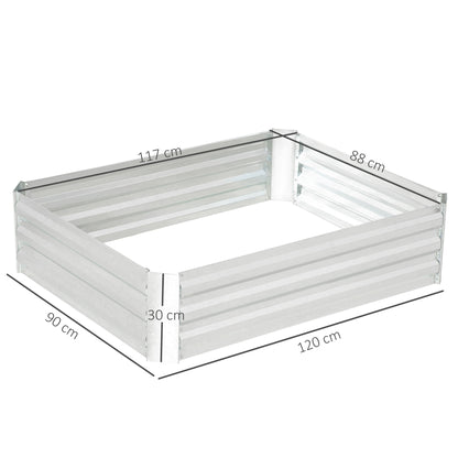 Outsunny verhoogde tuinbak van gegalvaniseerd staal, plantenbak voor in de tuin, bloembak, bloempot, zilver, 120 x 90 x 30 cm