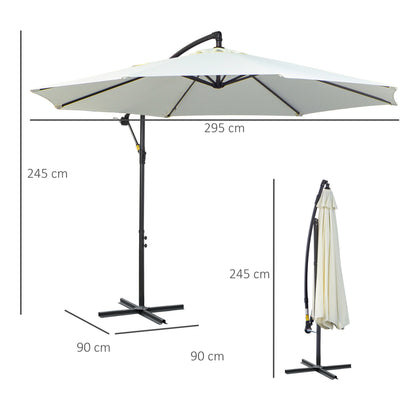 Outsunny Parasol met slinger, weerbestendig, 3 m x 3 m x 2,5 m, staal, polyester