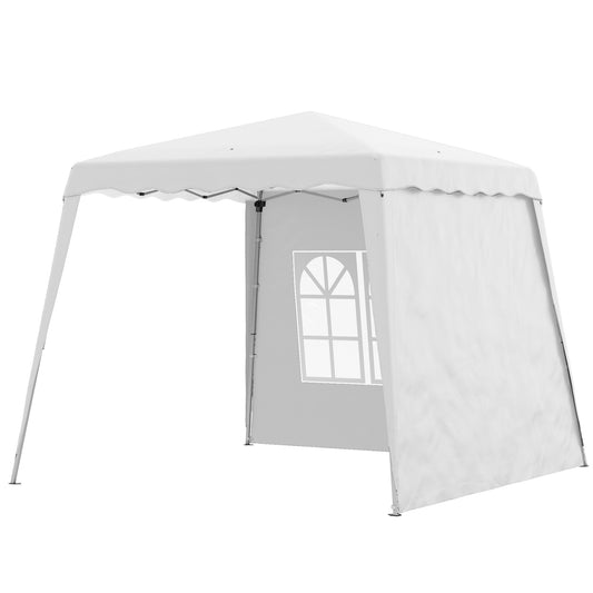 Outsunny Pop Up Pavilion, opvouwbaar paviljoen, incl. ramen, weerbestendig, 240 x 240 x 250 cm, wit