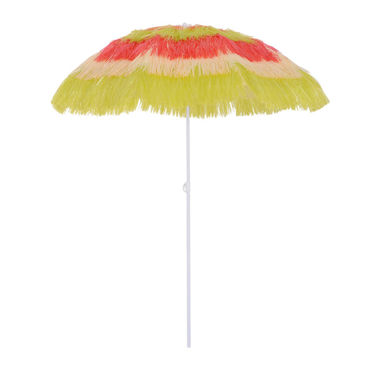 Outsunny Hawaiiaanse parasol, zonnescherm, tuinparasol, in hoogte verstelbaar, kantelbaar, kleurrijk, Ø160 x 190cm