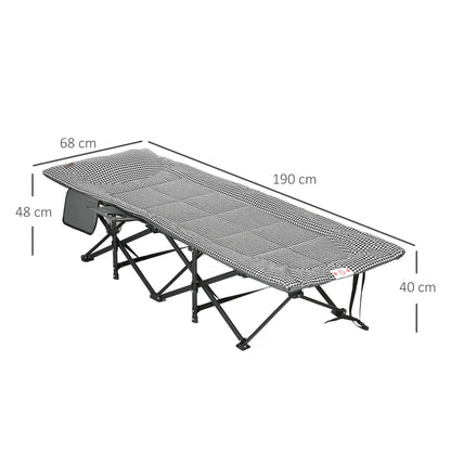 Outsunny opvouwbare ligstoel met 1 zijvak en 1 bekerhouder, 68 cm x 186 cm x 48 cm, zwart-wit