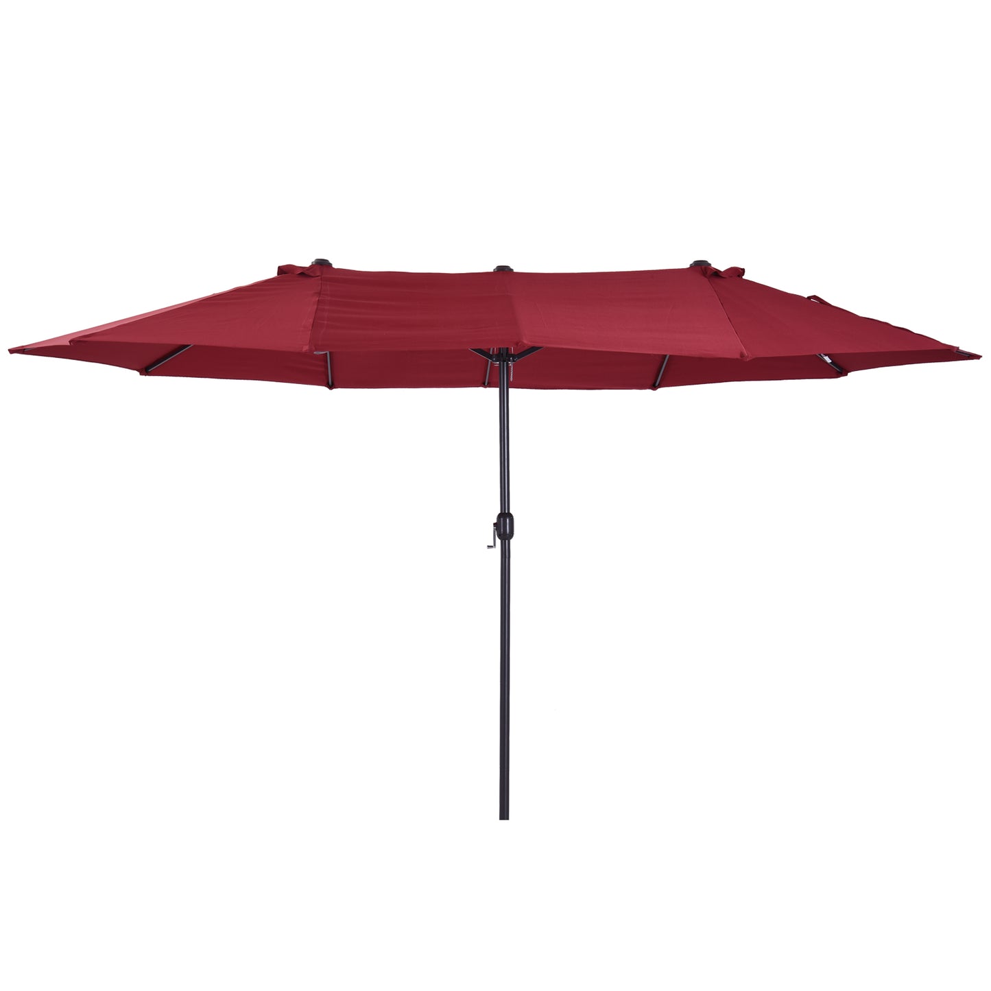 Outsunny Dubbele Parasol 455 x 270 cm Tuinparasol met Handzwengel, Ovaal, Stevig, Metalen Paal, Marktparasol, Dubbele Parasol, Terrasparasol, Zonwering voor Strand, Balkon, Terras, Tuin, Wijnrood