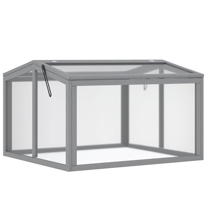 Outsunny Kweekkas met houten en polycarbonaat afdekking, weerbestendig, lichtgrijs, 90 x 80 x 58 cm