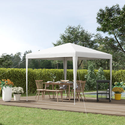 Outsunny Pavilion 2,7x2,7m Rechthoekige waterafstotende, stevige winterbestendige paviljoentent, tuintent, tuinpaviljoen, partytent voor kamperen, tuin, wit