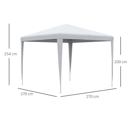 Outsunny Pavilion 2,7x2,7m Rechthoekige waterafstotende, stevige winterbestendige paviljoentent, tuintent, tuinpaviljoen, partytent voor kamperen, tuin, wit
