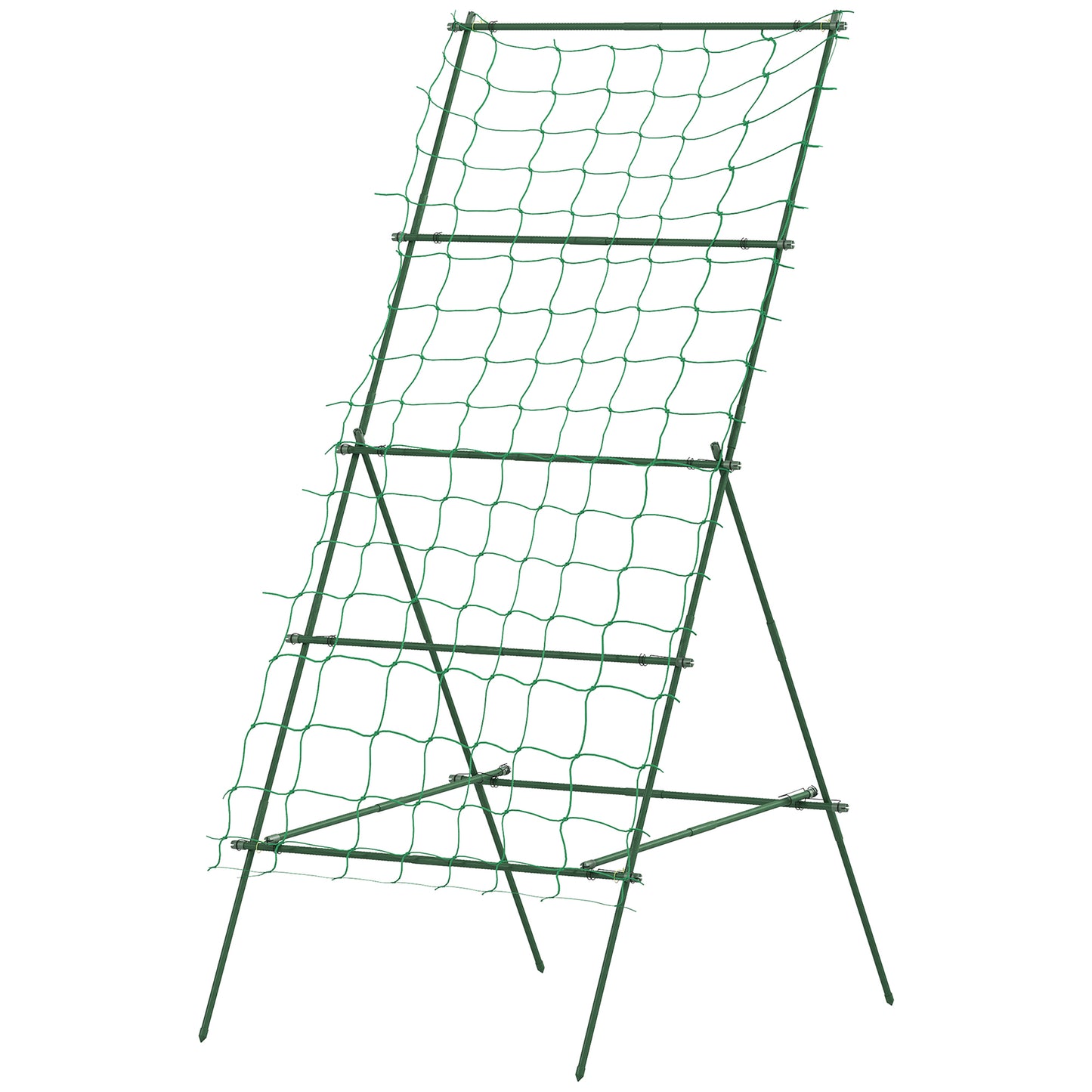 Outsunny stalen trellis, roestvrij staal, A-vormig klimhulpmiddel voor klimplanten, 101x133x227 cm, groen