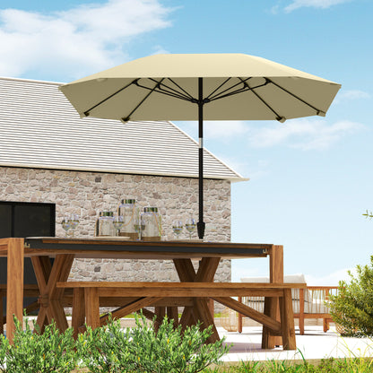 Outsunny 2,3 m parasol zonder voet, verstelbare terrasparasol met slinger, polyester, aluminium, glasvezel, beige