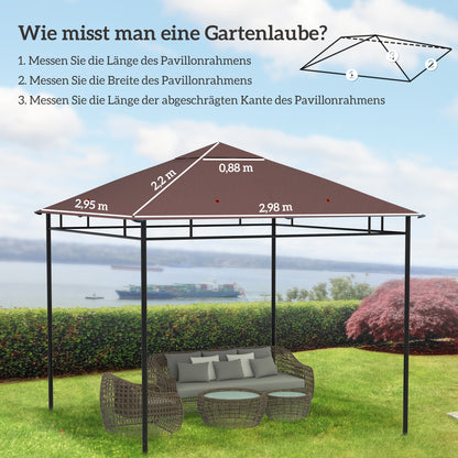 Outsunny vervangingsdak voor tuinpaviljoen, polyester, 2,98 x 2,95 m, koffie